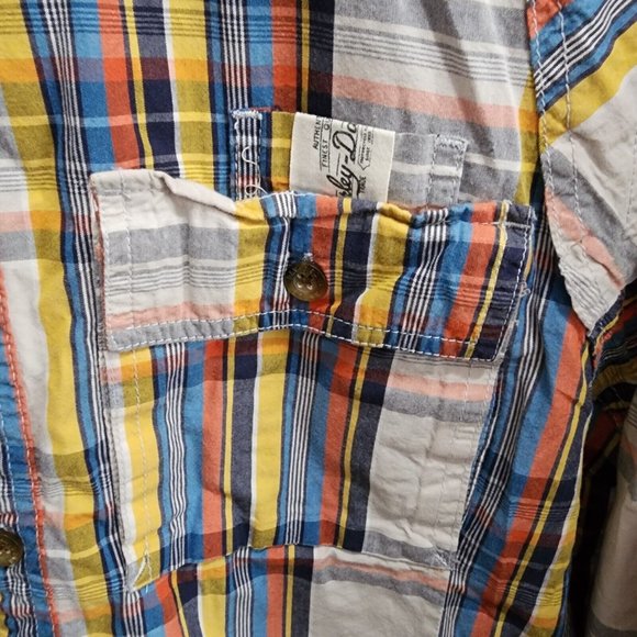 RARE Harley Davidson Colorful Striped Plaid Long Sleeve Button Up Shirt Size M - Picture 9 of 14